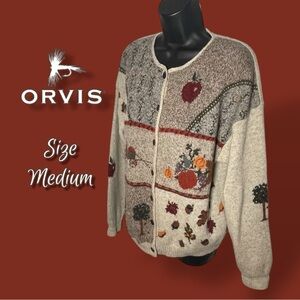 Orvis Women's 100% Pure Wool Autumn Cardigan Size Medium